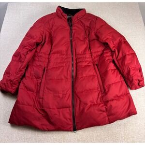 Arctic Expedition Womens Red Puffer Coat Faux Fur Collar Quilted Jacket 2X